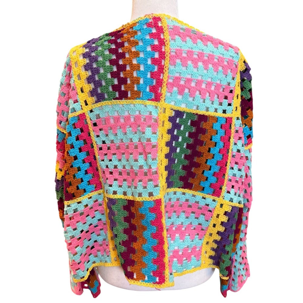 Pol Julia Crochet Patchwork Cardigan Sweater Os C… - image 8